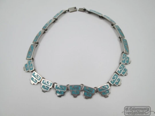 Necklace. 925 sterling silver and turquoise. 1970's. Mexico