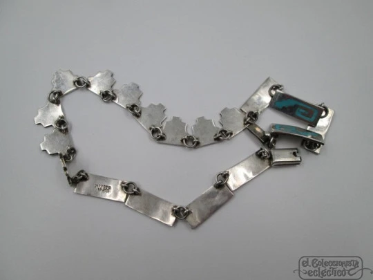 Necklace. 925 sterling silver and turquoise. 1970's. Mexico