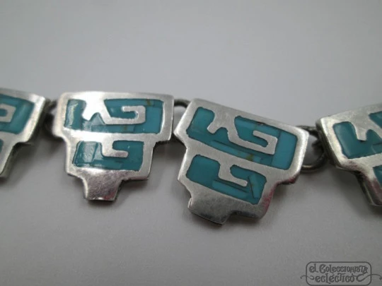 Necklace. 925 sterling silver and turquoise. 1970's. Mexico