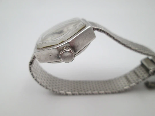 Nesvier ladies wristwatch. 835 sterling silver. Manual wind. Bracelet. Swiss. 1970s