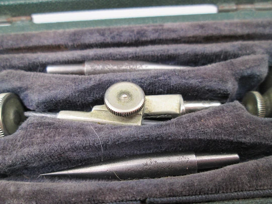 Norton & Gregory Ltd drawing tools boxed. Silver plated. England. 1910's