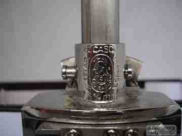 Office Numerator. El Casco. 1960's. Box. Silver metal. Wood handle