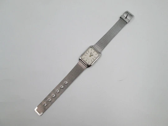 Omega De Ville ladie's watch. Stainless steel. Rectangular case. Manual wind. Bracelet