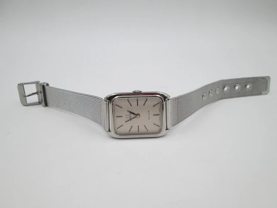 Omega De Ville ladie's watch. Stainless steel. Rectangular case. Manual wind. Bracelet