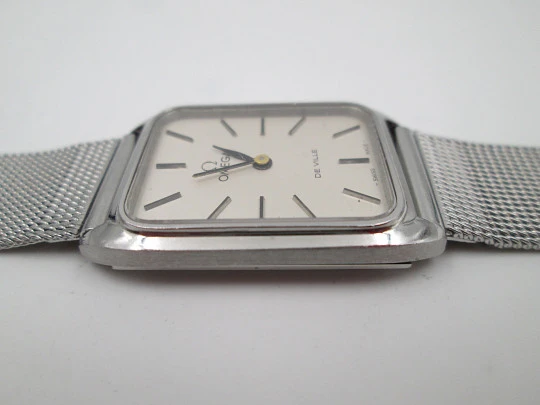 Omega De Ville ladie's watch. Stainless steel. Rectangular case. Manual wind. Bracelet