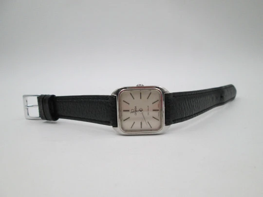 Omega De Ville ladie's watch. Stainless steel. Rectangular case. Manual wind. Strap. Box