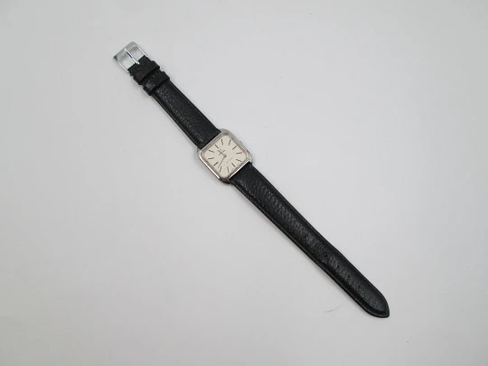 Omega De Ville ladie's watch. Stainless steel. Rectangular case. Manual wind. Strap. Box