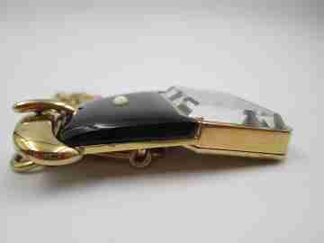 Omega De Ville women's pendant watch. Vermeil sterling silver & enamel. Chain