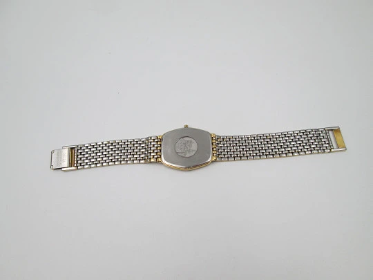 Omega De Ville. 20 microns gold plated and steel. Quartz. Bracelet. Swiss. 1980's