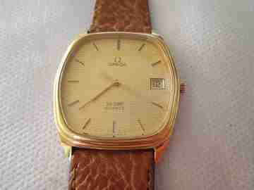 Omega De Ville. Cuarzo. Acero y chapado oro. Calendario. Correa. 1970
