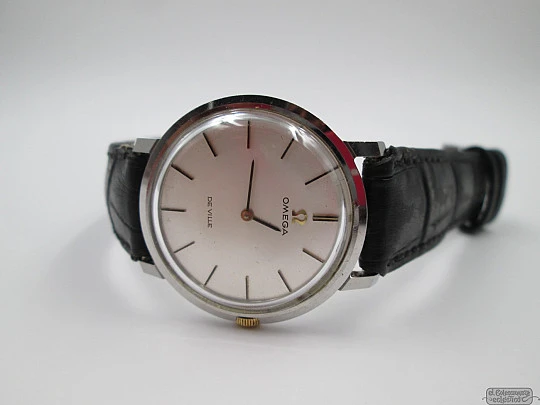 Omega De Ville. Stainless steel. Manual wind. 1970's. Leather strap