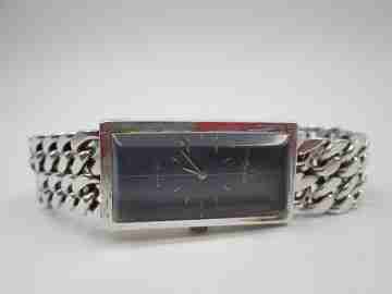 Omega De Ville. Sterling silver. Blue dial. Manual wind. Box. Bracelet. 1960's