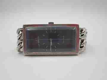 Omega De Ville. Sterling silver. Blue dial. Manual wind. Box. Bracelet. 1960's