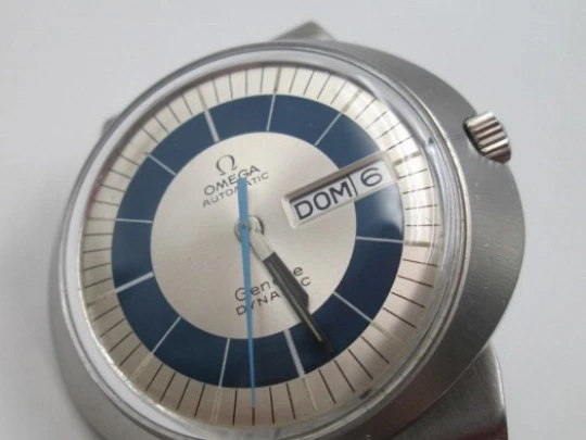 Omega Genève Dynamic. Acero. Automático. 1970. Día y fecha. Azul plata