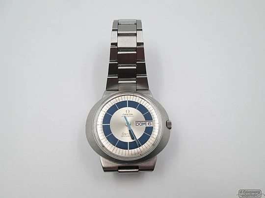 Omega Genève Dynamic. Acero. Automático. 1970. Día y fecha. Azul plata