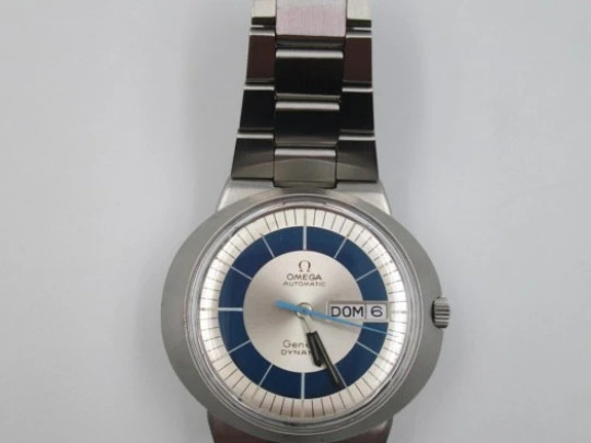 Omega Genève Dynamic. Acero. Automático. 1970. Día y fecha. Azul plata