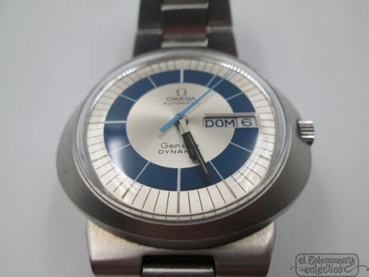 Omega Genève Dynamic. Acero. Automático. 1970. Día y fecha. Azul plata