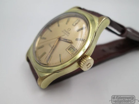 Omega Genève. 20 micron gold plated and steel. Automatic. Date