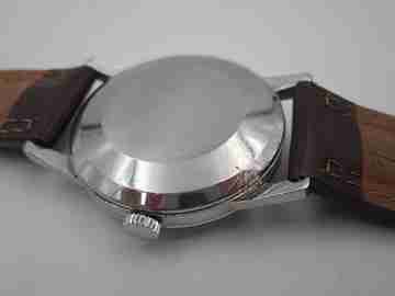 Omega Genève. Acero inoxidable. Cuerda manual. Correa piel. 1970. Suiza
