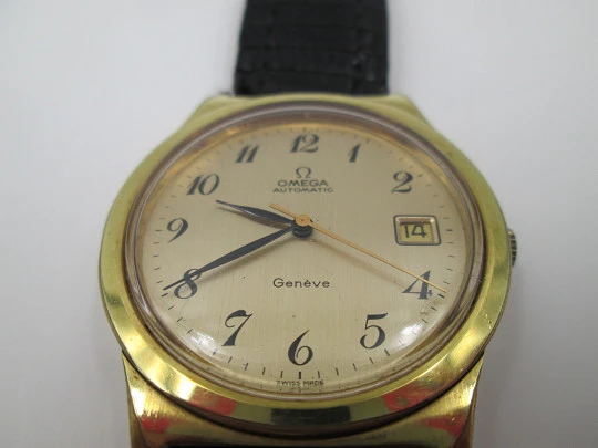 Omega Genève. Automático. Baño oro 20 micras / acero. Calendario