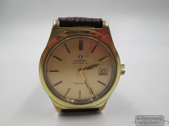 Omega Genève. Chapado oro 20 micras y acero. Automático. Fecha