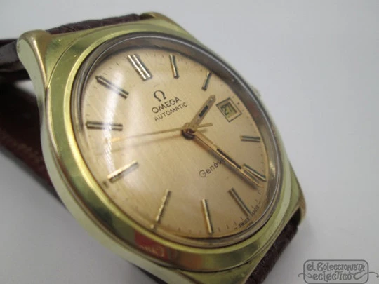 Omega Genève. Chapado oro 20 micras y acero. Automático. Fecha