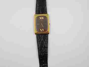 Omega Genève. Chapado oro 20 micras y acero. Cuerda. Dial Ojo Tigre