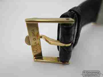 Omega Genève. Chapado oro 20 micras y acero. Cuerda. Dial Ojo Tigre