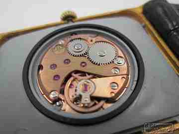 Omega Genève. Chapado oro 20 micras y acero. Cuerda. Dial Ojo Tigre