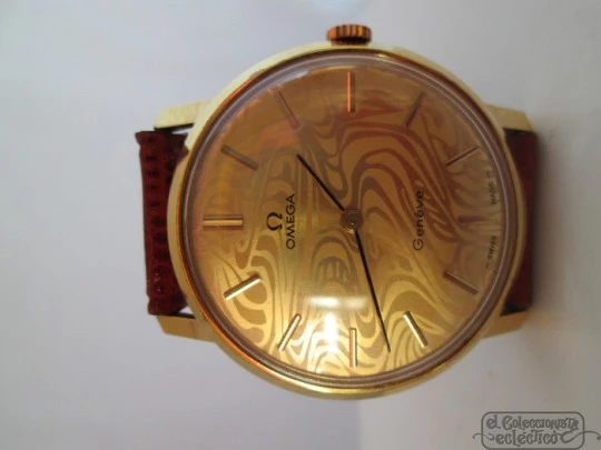 Omega Genève. Cuerda. Baño oro 20 micras / acero. Dial decorado