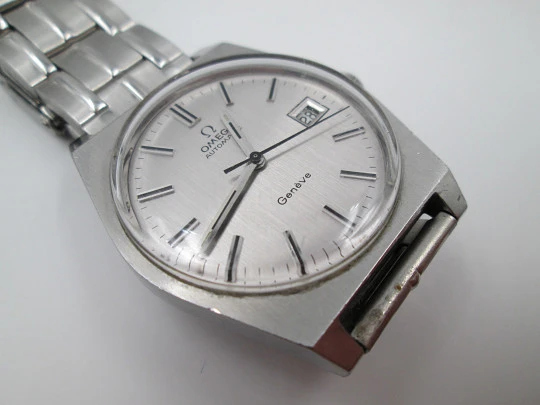 Omega Genève. Stainless steel. 1970's. Date. Automatic. Bracelet. Swiss