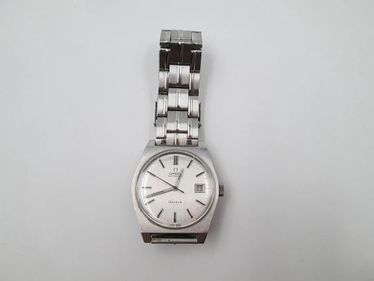 Omega Genève. Stainless steel. 1970's. Date. Automatic. Bracelet. Swiss