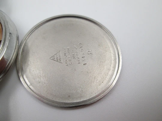 Omega Genève. Stainless steel. Circa 1960's. Manual wind. Black strap