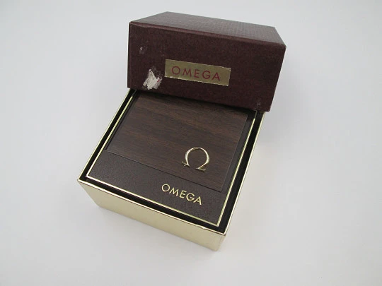 Omega ladie's watch. 20 micron gold plated & steel. Manual wind. Box. 1970's