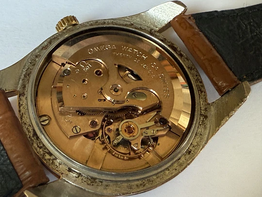 Omega Seamaster automatic men's watch. Gold plated & stainless steel. Strap. 1950's