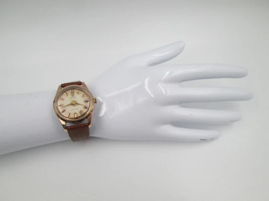 Omega Seamaster automatic men's watch. Gold plated & stainless steel. Strap. 1950's