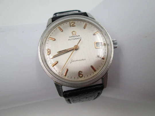 Omega Seamaster automatic men's watch. Stainless steel. Calendar. Strap. 1960's