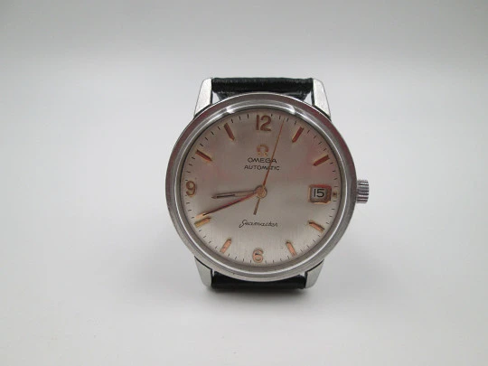Omega Seamaster automatic men's watch. Stainless steel. Calendar. Strap. 1960's