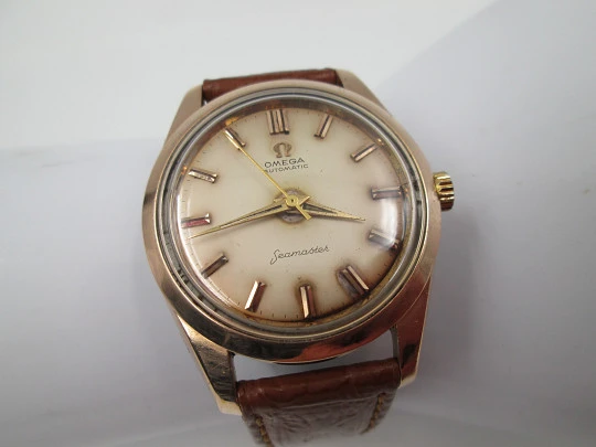 Omega Seamaster automático. Chapado oro y acero inoxidable. Correa piel. Suiza. 1950