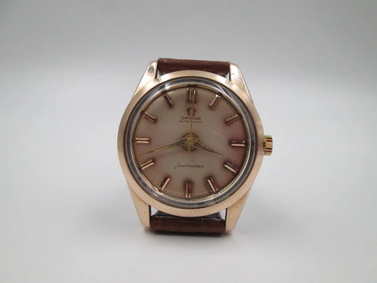 Omega Seamaster automático. Chapado oro y acero inoxidable. Correa piel. Suiza. 1950