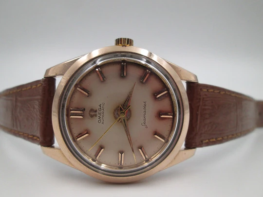Omega Seamaster automático. Chapado oro y acero inoxidable. Correa piel. Suiza. 1950