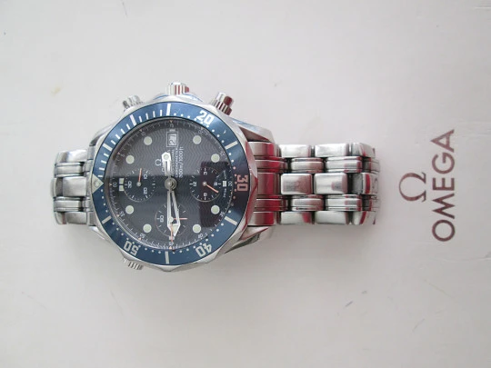 Omega Seamaster Professional Diver chronograph. Blue dial & bezel. 2012