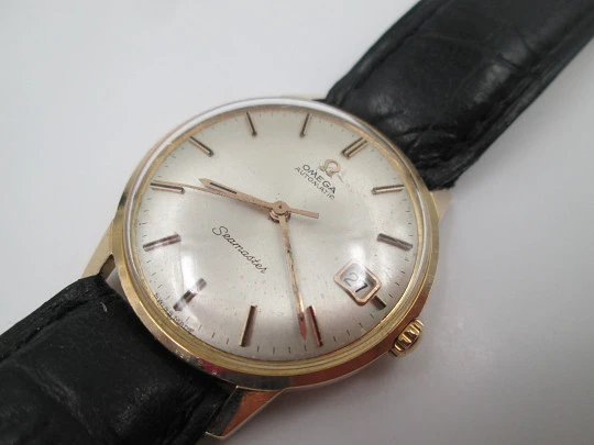 Omega Seamaster. 18k yellow gold. Automatic. Calendar. Original strap. 1970's. Swiss