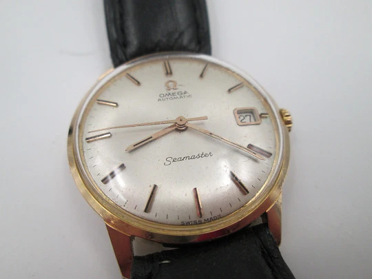 Omega Seamaster. 18k yellow gold. Automatic. Calendar. Original strap. 1970's. Swiss