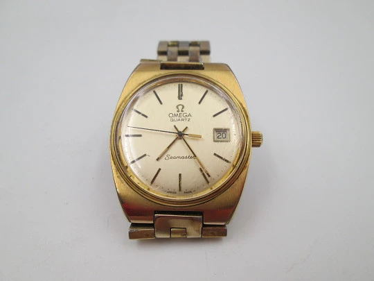 Omega Seamaster. Acero y chapado oro. Cuarzo. Brazalete. Calendario. Suiza. 1970