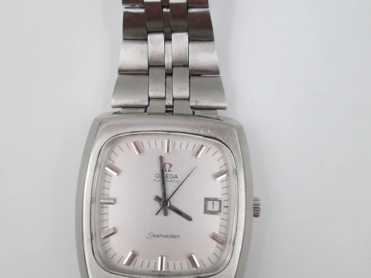 Omega Seamaster. Big square case. Steel. Automatic. Calendar. Bracelet. 1970's