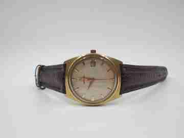 Omega Seamaster. Gold plated & stainless steel. 1960's. Automatic. Date. Strap