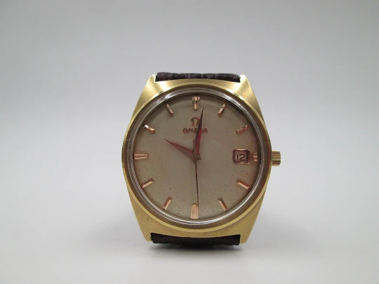 Omega Seamaster. Gold plated & stainless steel. 1960's. Automatic. Date. Strap