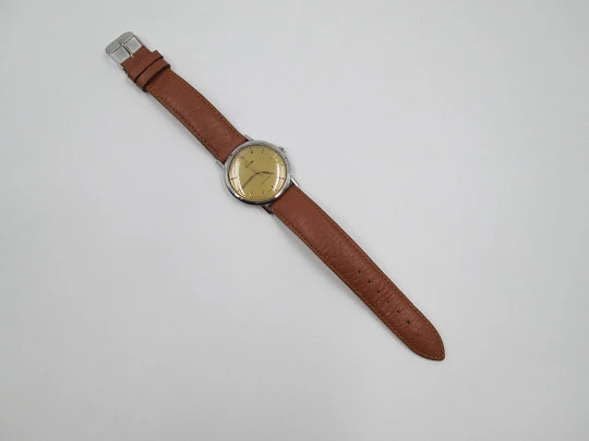 Omega Seamaster. Stainless steel. Manual wind. Brown leather strap. 1960's. Swiss