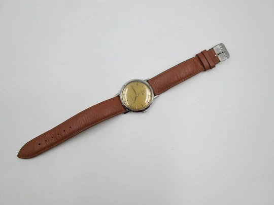 Omega Seamaster. Stainless steel. Manual wind. Brown leather strap. 1960's. Swiss